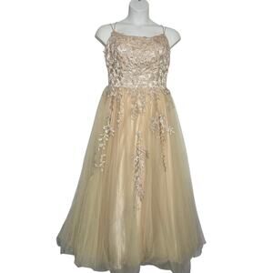 Let's Fashion Prom Dress Size 2XL Strappy Gown Embroidered Tulle Formal